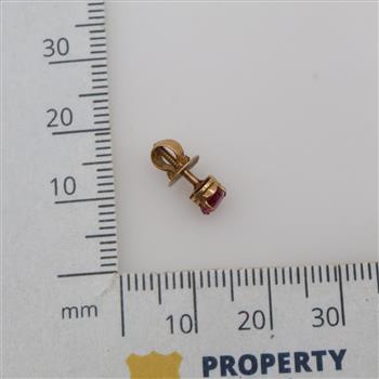14kt Gold Pink Stone Earring
