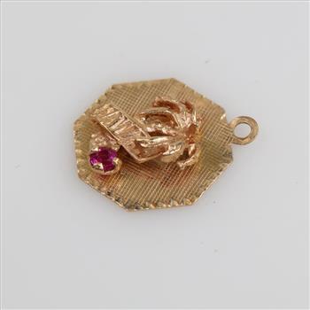 14kt Gold Pink Stone 