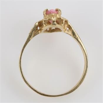 14kt Gold Pink Tourmaline Stone Filigree Ring