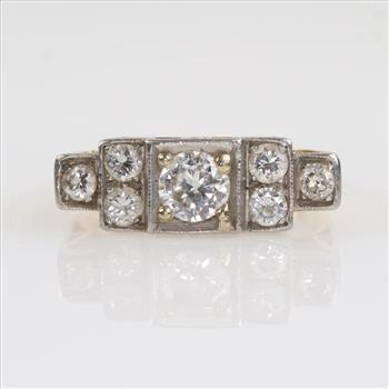 14kt Gold Platinum Accented Diamond Ring - Evaluated By Our Certified Gemologist-AGS/GIA