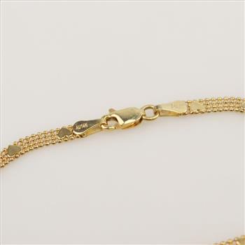 14kt Gold Popcorn Link Heart Bracelet
