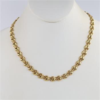 14kt Gold Puffed Hollow Link Chain Necklace
