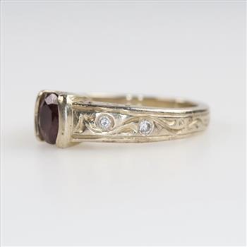 14kt Gold Purple Stone Diamond Accent Ring