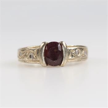 14kt Gold Purple Stone Diamond Accent Ring