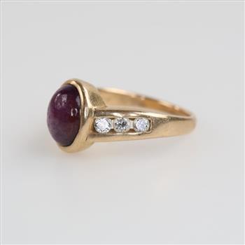 14kt Gold Purple Stone Diamond Ring
