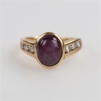 14kt Gold Purple Stone Diamond Ring