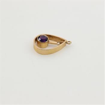 14kt Gold Purple Stone Tear Drop Pendant