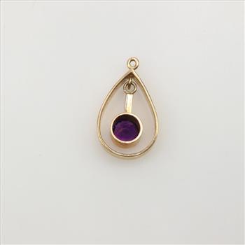 14kt Gold Purple Stone Tear Drop Pendant