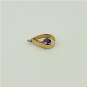14kt Gold Purple Stone Tear Drop Pendant