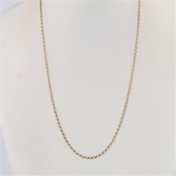 14kt Gold Rectangle Curb Chain Necklace