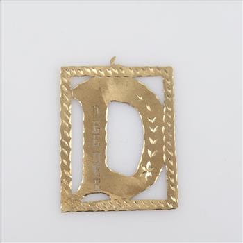 14kt Gold Rectangle D Pendant