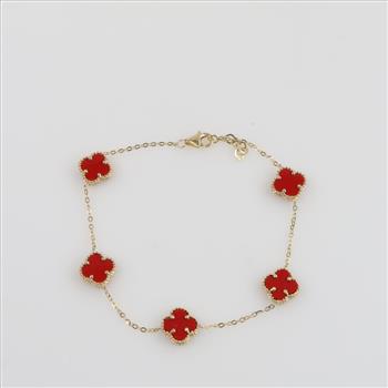 14kt Gold Red Stone Bracelet