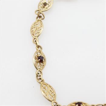 14kt Gold Red Stone Bracelet