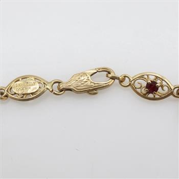 14kt Gold Red Stone Bracelet