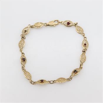 14kt Gold Red Stone Bracelet