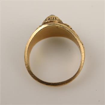 14kt Gold Red Stone Class Ring