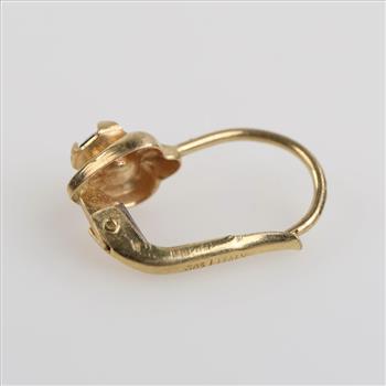 14kt Gold Red Stone Heart Drop Earring