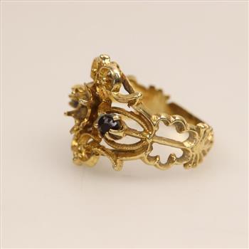 14kt Gold Red Stone Ring