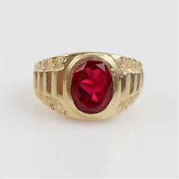 14kt Gold Red Stone Ring