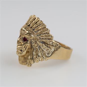 14kt Gold Red Stone Ring