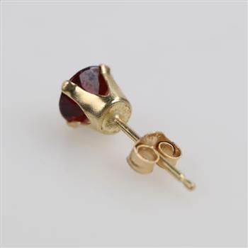14kt Gold Red Stone Single Earring