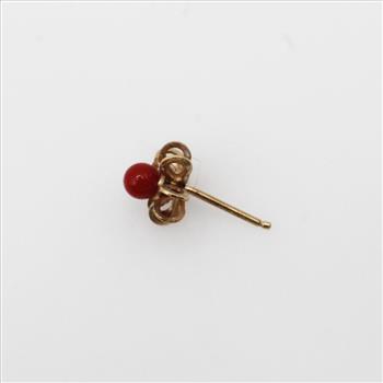 14kt Gold Red Stone Stud Earring