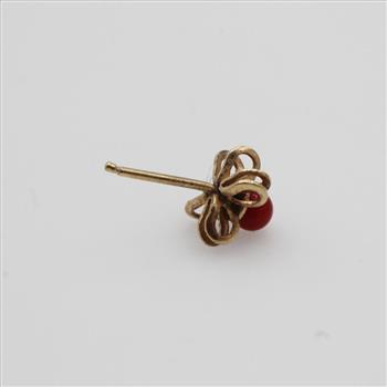 14kt Gold Red Stone Stud Earring