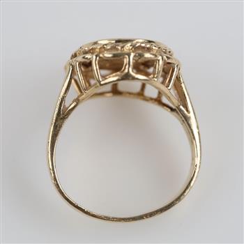 14kt Gold Red Stone Token Ring