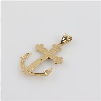 14kt Gold Religious Anchor Pendant