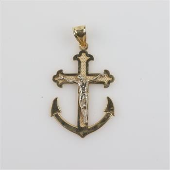 14kt Gold Religious Anchor Pendant