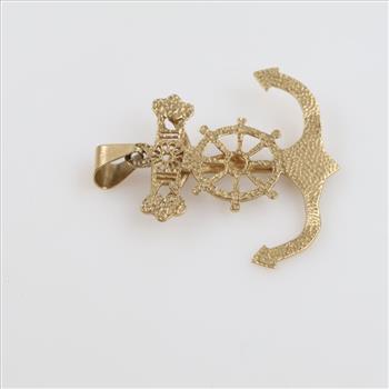 14kt Gold Religious Anchor Pendant