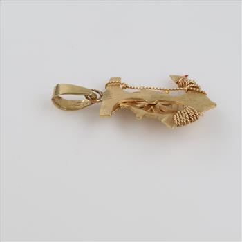 14kt Gold Religious Anchor Pendant