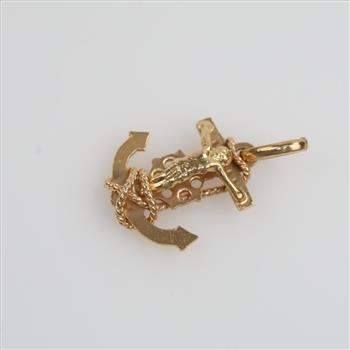 14kt Gold Religious Anchor Pendant