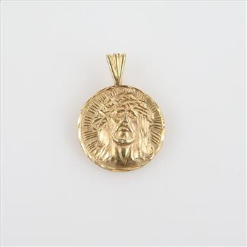 14kt Gold Religious Circle Pendant