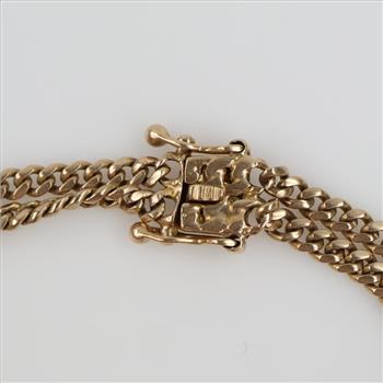 14kt Gold Religious Double Chain Bracelet