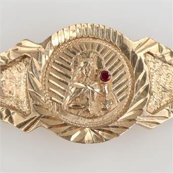 14kt Gold Religious Double Chain Bracelet
