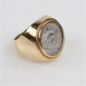 14kt Gold Ring Platinum Eagle Coin