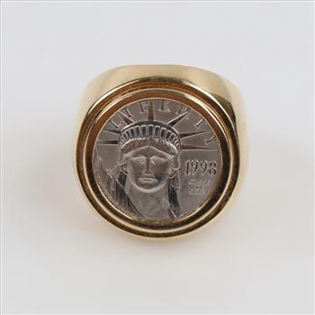 14kt Gold Ring Platinum Eagle Coin