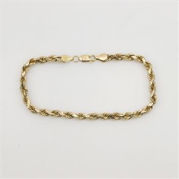 14kt Gold Rope Chain Bracelet