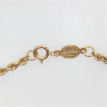 14kt Gold Rope Chain Heart Accent Bracelet