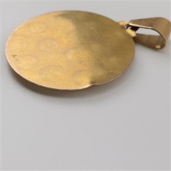 14kt Gold Round Mermaid Pendant