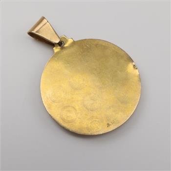 14kt Gold Round Mermaid Pendant