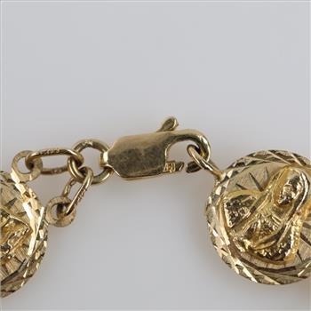 14kt Gold Round Religious Medallion Bracelet