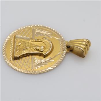 14kt Gold Round Religious Pendant