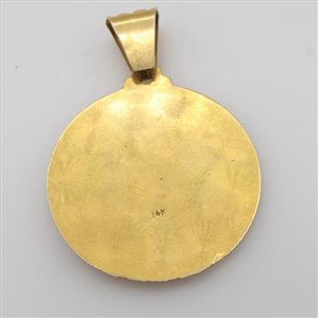 14kt Gold Round Religious Pendant