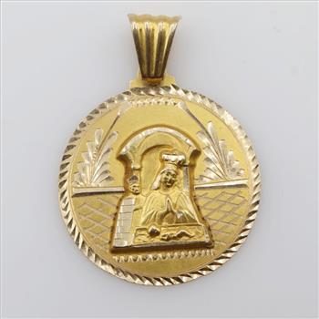14kt Gold Round Religious Pendant