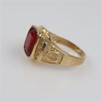 14kt Gold Ruby And Spinel Signet Ring