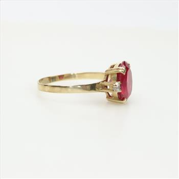 14kt Gold Ruby And White Spinel Ring