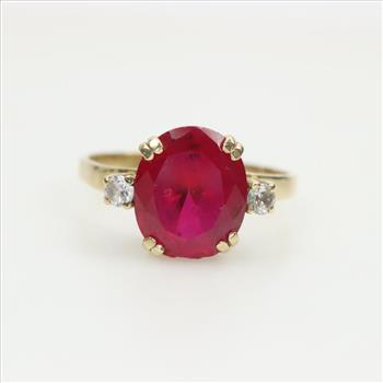 14kt Gold Ruby And White Spinel Ring