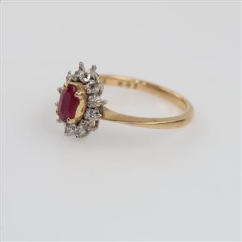 14kt Gold Ruby Diamond Accent Ring